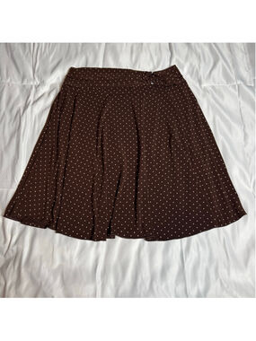 Women's Joe Benbasset Brown White Polka Dot A-Line Skirt XL